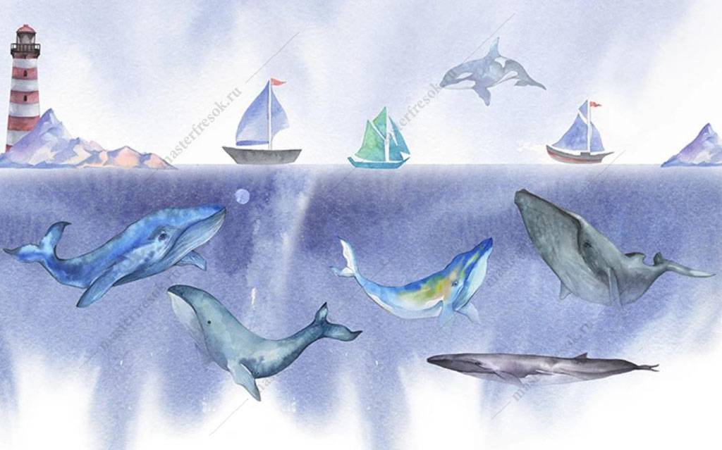Фотообои Подводный мир китов